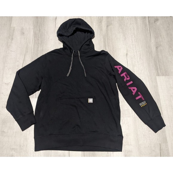 Ariat Tops - Ariat Sweatshirt Hoodie Womens XL Black Purple Spell Out Pullover Logo Western